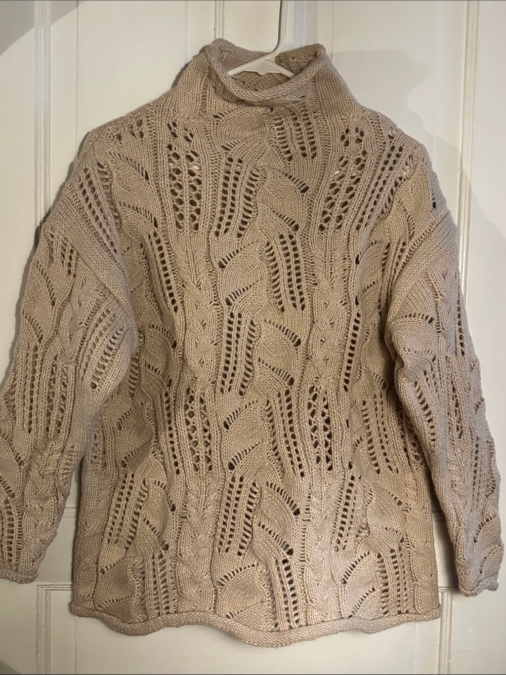 Women’s Cream Cable Knit Turtleneck Sweater